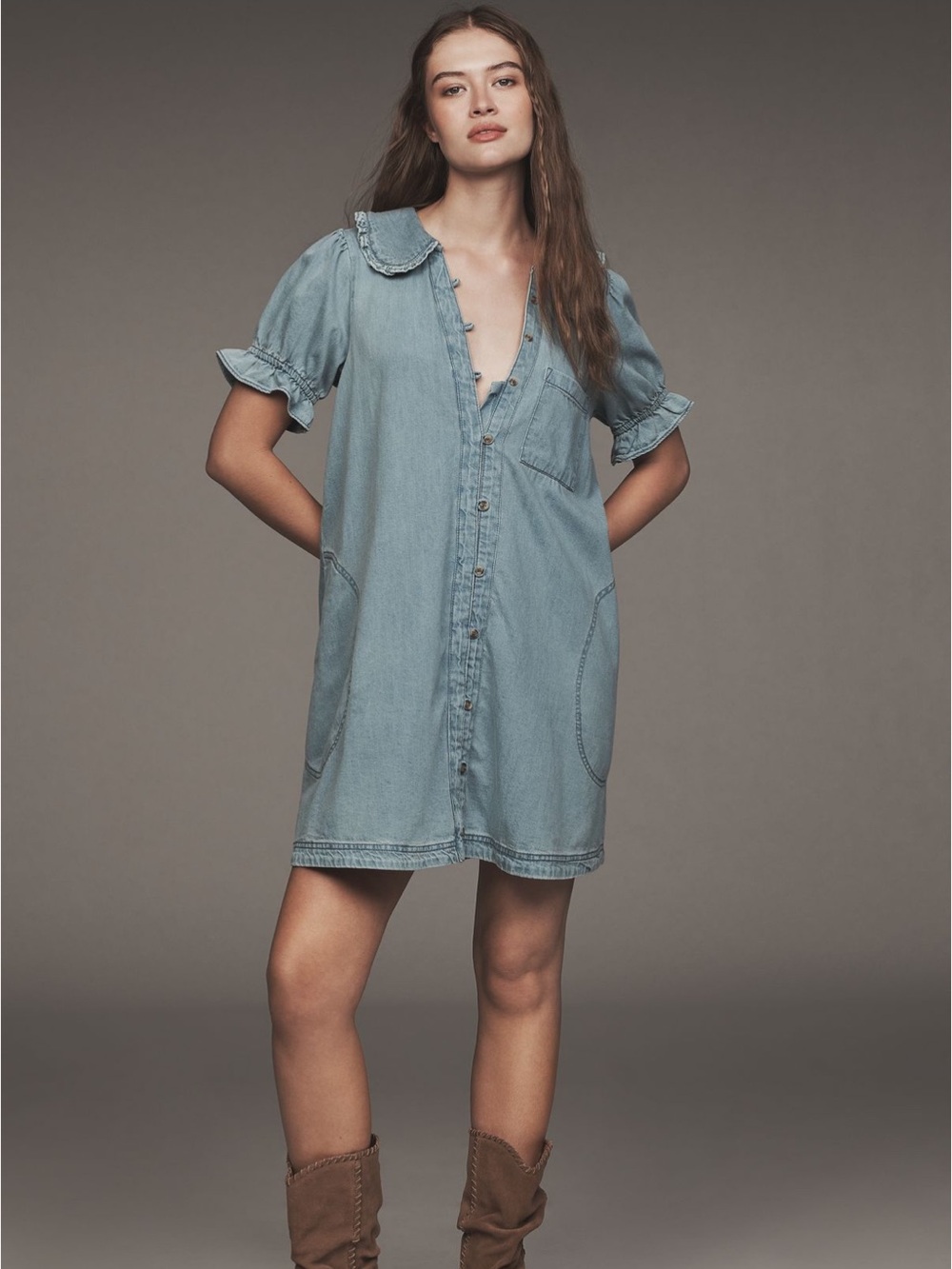 Keira Denim Babydoll Mini Dress